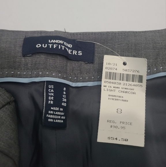 NWT Lands' End Outfitters gray Pants Women's size 8 lined - Picture 4 of 9